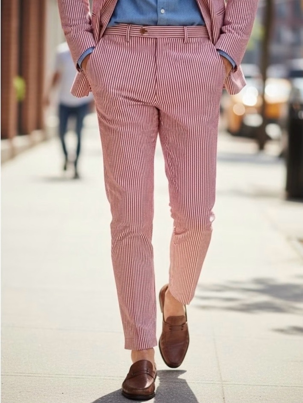 Snider Men’s Red & White Pinstripe 2-Piece Suit Size Medium – Stylish & Unique - Picture 5 of 10